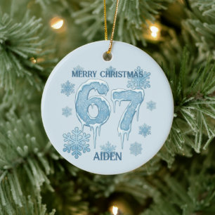 67 Funny 6 7 Six Seven Personalized Christmas Ceramic Ornament