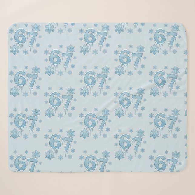 67 Funny 6 7 Six Seven Snowflake Christmas Winter Sherpa Blanket (Front (Horizontal))