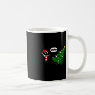 67 Funny Black Cat Pushing Christmas Tree Over Cat Coffee Mug