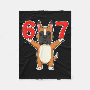 67 Funny Boxer Dog Six Seven 6-7 Meme Gen Z Humor  Fleece Blanket