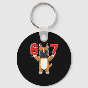 67 Funny Boxer Dog Six Seven 6-7 Meme Gen Z Humor Keychain