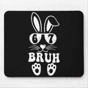 67 Funny Bruh Six Seven Meme Rabbit Bunny Sungles  Mouse Pad