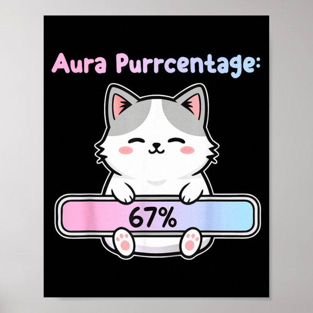 67 Funny Cat Aura Energy At Six Seven Meme Gen Z A Poster (Front)
