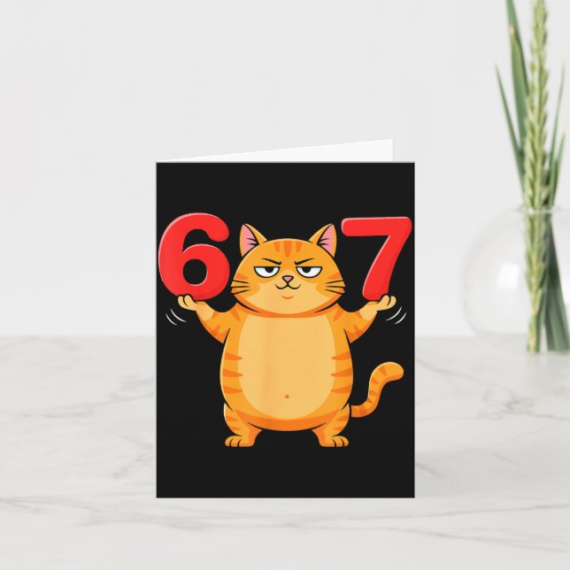 67 Funny Cat Six Seven Meme Gen Z Alpha Humor Anim Card (Front)