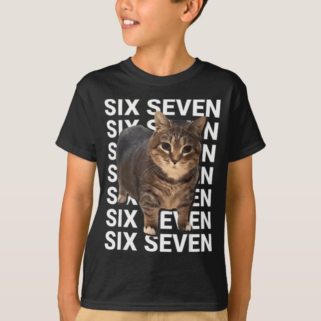 67 Funny Cat Six Seven Meme Gen Z Alpha Humor Anim T-Shirt (Front)