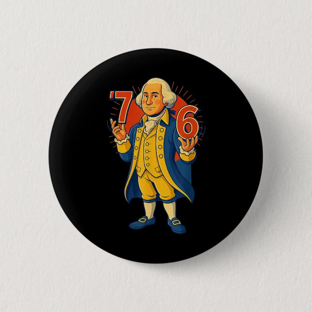67 Funny George Washington Meme Six Seven Gen Alph 2 Inch Round Button (Front)