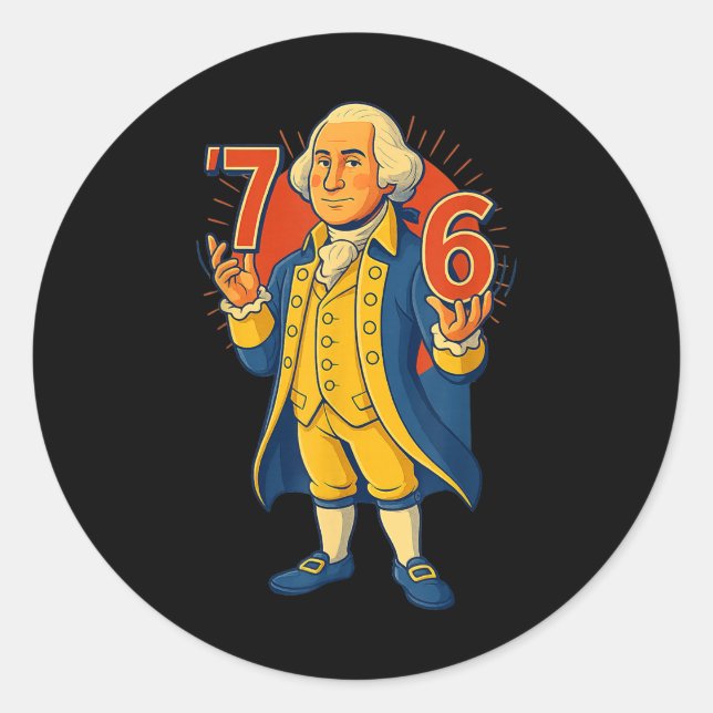 67 Funny George Washington Meme Six Seven Gen Alph Classic Round Sticker (Front)
