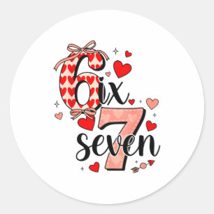 67 Funny Love Hearts Six Seven Meme Valentines Day Classic Round Sticker