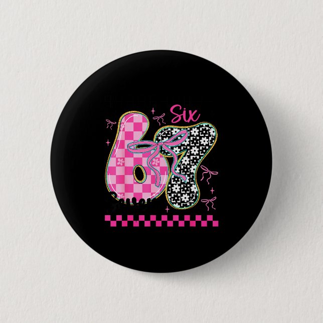 67 Funny Meme Filled With Hearts Six Seven Valenti 2 Inch Round Button (Front)