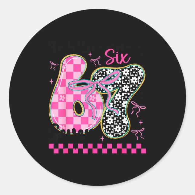 67 Funny Meme Filled With Hearts Six Seven Valenti Classic Round Sticker (Front)