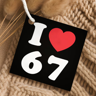 67 Funny Meme I Love Six Seven 67th Birthday Favour Tags