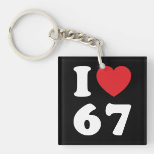 67 Funny Meme I Love Six Seven 67th Birthday Keychain