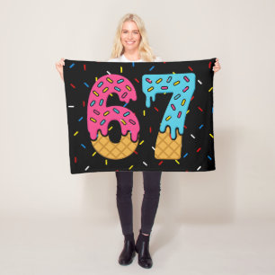 67 Funny Meme Ice Cream Six Seven Gen Alpha Fleece Blanket