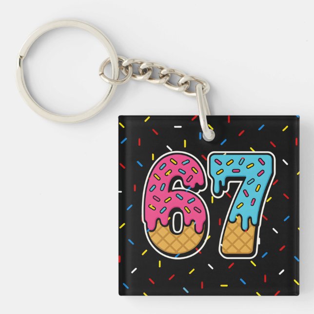 67 Funny Meme Ice Cream Six Seven Gen Alpha Keychain (Front)