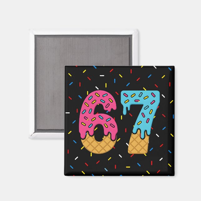 67 Funny Meme Ice Cream Six Seven Gen Alpha Magnet (Front/Back)