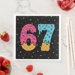 67 Funny Meme Ice Cream Six Seven Gen Alpha Napkin