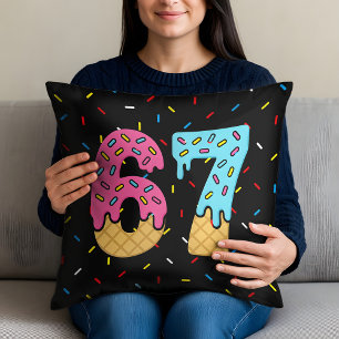 67 Funny Meme Ice Cream Six Seven Gen Alpha Throw Pillow