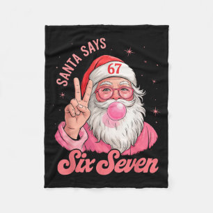 67 Funny Meme Merry Xmas Santa Says Six Seven Chri Fleece Blanket