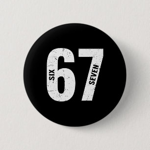 67 Funny Meme Six Seven Retro  2 Inch Round Button