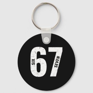 67 Funny Meme Six Seven Retro  Keychain