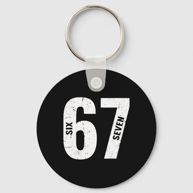67 Funny Meme Six Seven Retro  Keychain (Front)