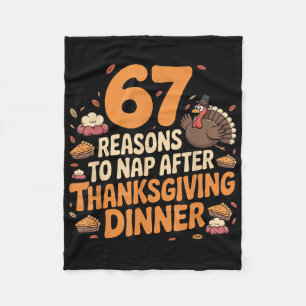 67 Funny Six Seven Gen Alpha Meme Turkey Thanksgiv Fleece Blanket