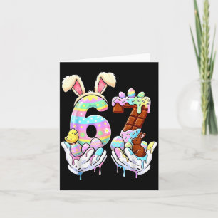 67 funny six seven gen meme cute rabbit bunny card
