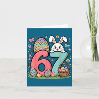 67 Funny Six Seven Gen Meme Cute Rabbit Bunny East Card