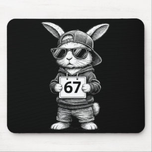 67 Funny Six Seven Gen Meme Rabbit Bunny Sungles E Mouse Pad