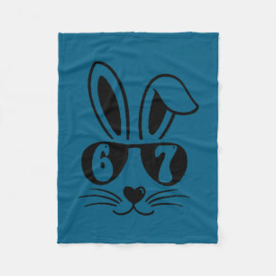 67 funny six seven meme rabbit bunny sunglasses fleece blanket