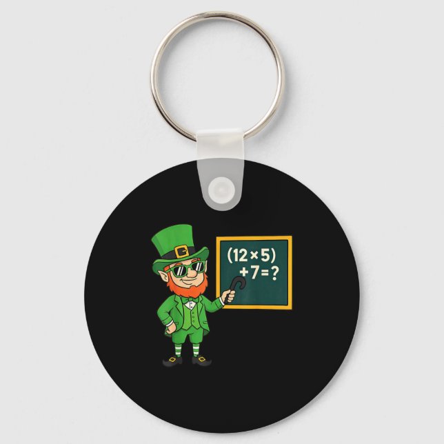 67 Funny St Patricks Day Math Teacher Meme Six Sev Keychain (Front)