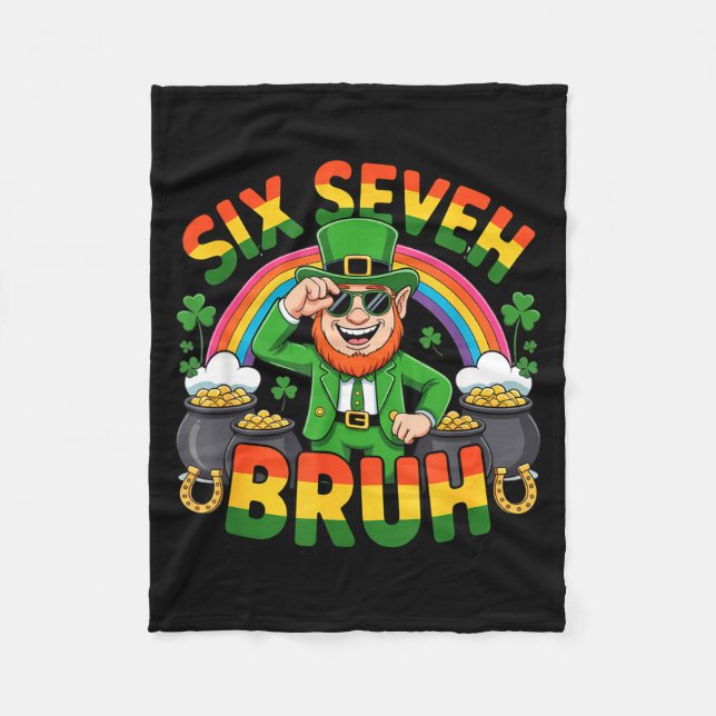 67 funny st. patrick's day six seven meme  fleece blanket (Front)