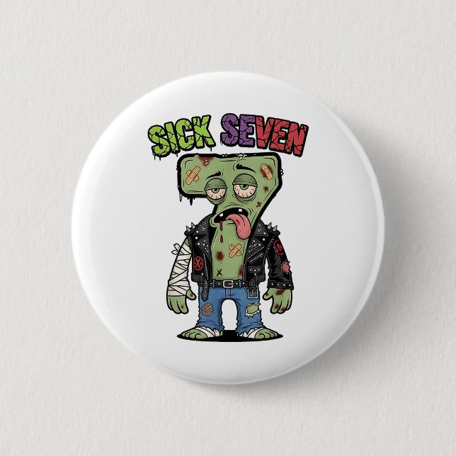 67 Funny Zombie Six Seven Humor Meme Brainrot Sick 2 Inch Round Button (Front)