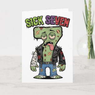 67 Funny Zombie Six Seven Humor Meme Brainrot Sick Card