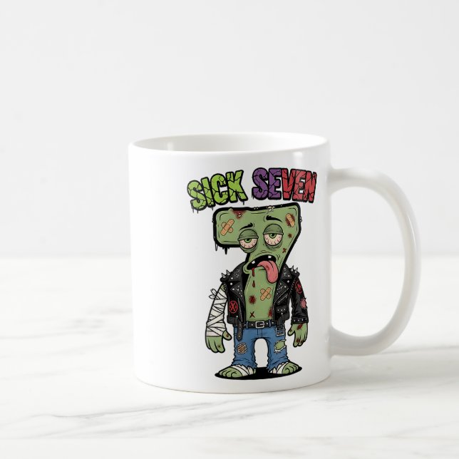 67 Funny Zombie Six Seven Humor Meme Brainrot Sick Coffee Mug (Right)