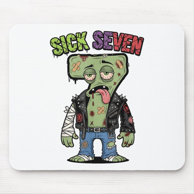 67 Funny Zombie Six Seven Humor Meme Brainrot Sick Mouse Pad (Front)