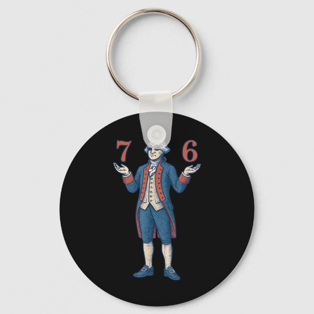 67 George Washington 7 6 Meme Six Seven 6-7 4th Of Keychain (Front)