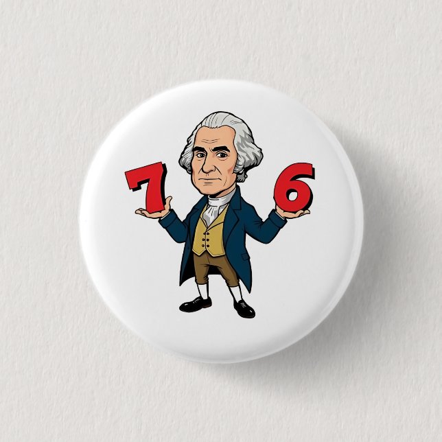 67 George Washington 7-6 Six Seven Meme 67  1 Inch Round Button (Front)