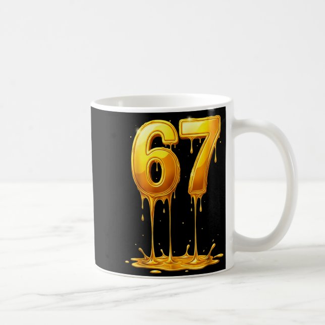 67 Gold Drip Funny Six Seven Meme Boys Kids 6 7 Dr Coffee Mug (Right)