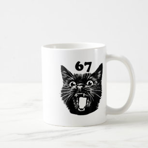 67 Halloween Black Cat Brainrot Meme Six Seven Gir Coffee Mug