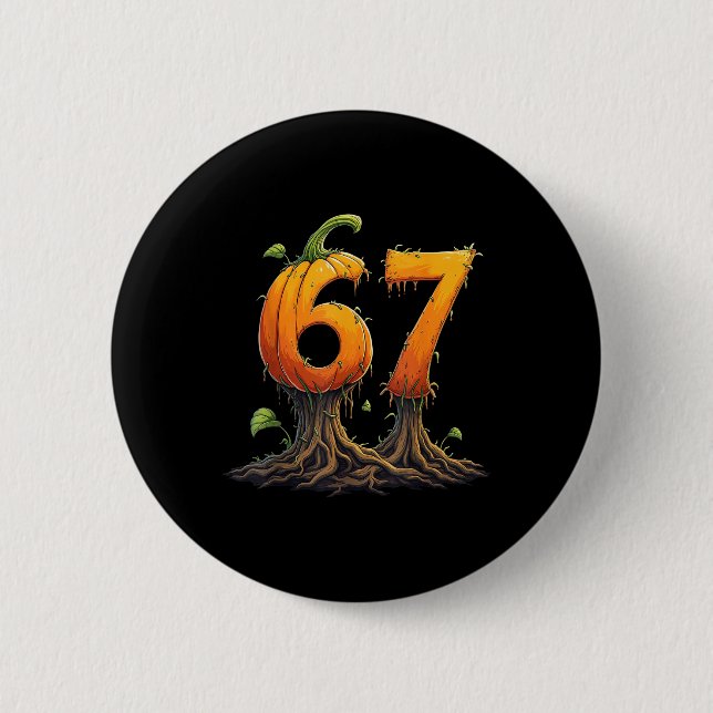 67 Halloween Brainrot Meme 6 7 Numbers Six Seven P 2 Inch Round Button (Front)