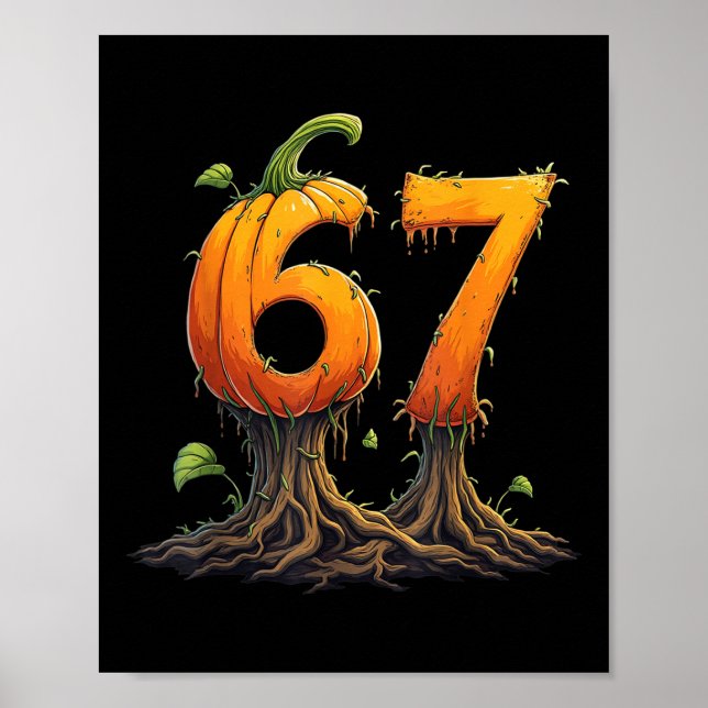 67 Halloween Brainrot Meme 6 7 Numbers Six Seven P Poster (Front)
