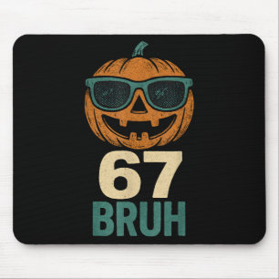67 Halloween Bruh Pumpkin 6-7 Meme Gen Alpha Slang Mouse Pad