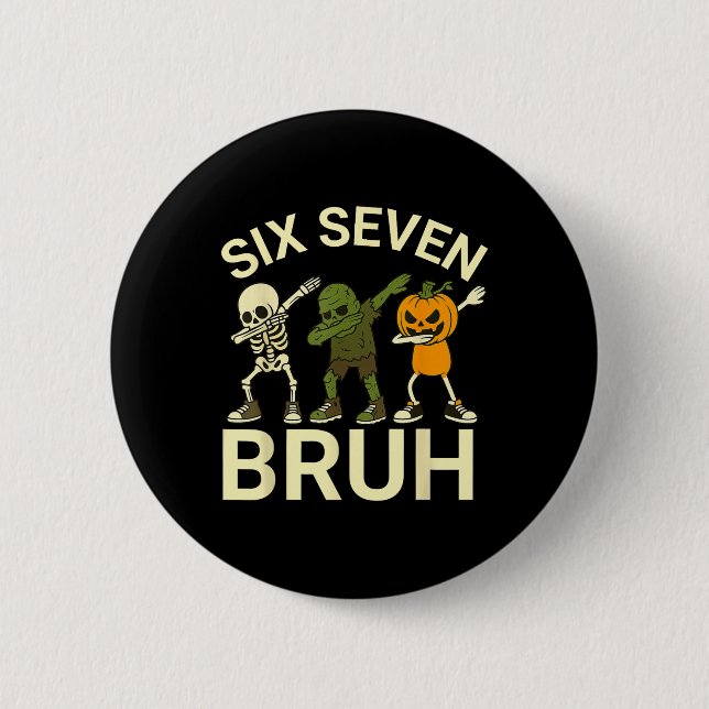 67 Halloween Funny Six Seven Meme Brainrot Pumpkin 2 Inch Round Button (Front)