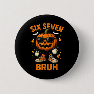 67 Halloween Funny Six Seven Meme Brainrot Pumpkin 2 Inch Round Button