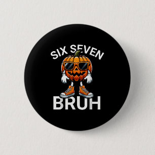 67 Halloween Funny Six Seven Meme Brainrot Pumpkin 2 Inch Round Button