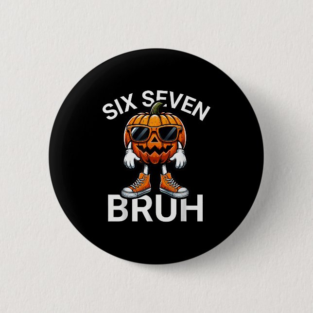 67 Halloween Funny Six Seven Meme Brainrot Pumpkin 2 Inch Round Button (Front)