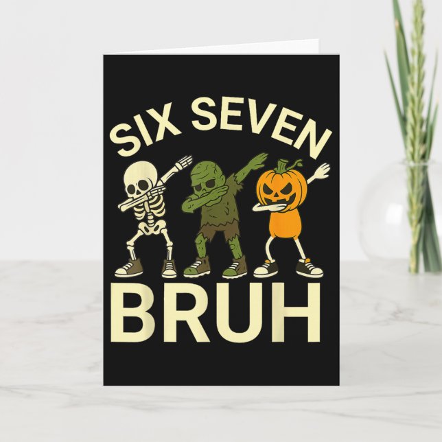 67 Halloween Funny Six Seven Meme Brainrot Pumpkin Card (Front)