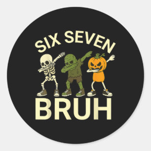 67 Halloween Funny Six Seven Meme Brainrot Pumpkin Classic Round Sticker