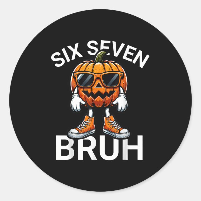 67 Halloween Funny Six Seven Meme Brainrot Pumpkin Classic Round Sticker (Front)